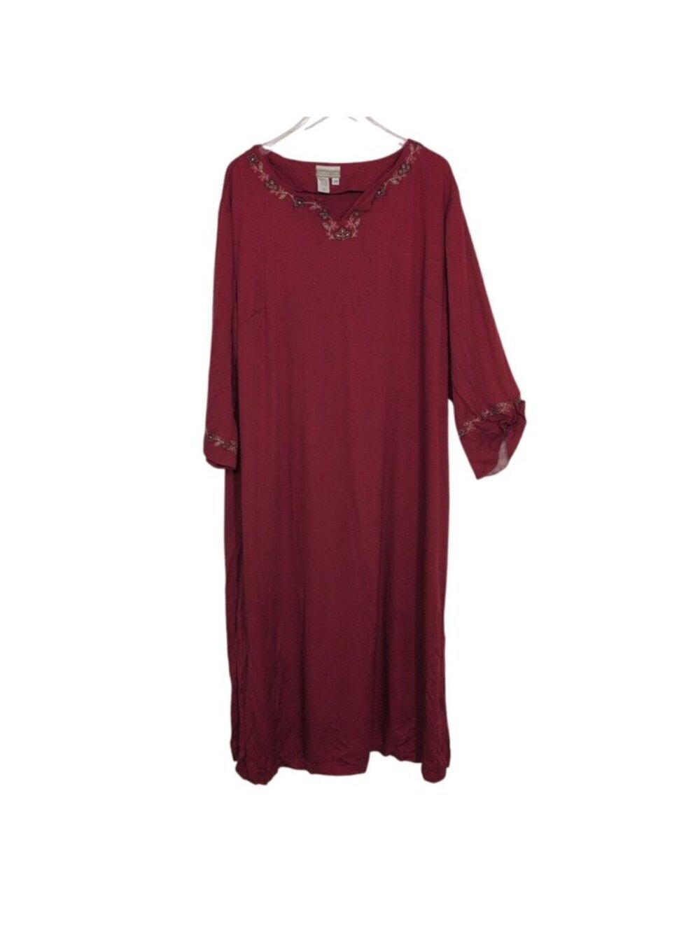 Coldwater Creek Embroidered Floral Maxi Dress Womens Plus Size 3X Red Modest